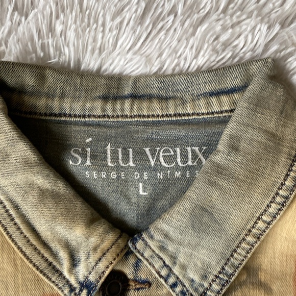 New men’s Sz L Si Tu Veux casual tie dyed casual party denim jean jacket - Picture 6 of 14